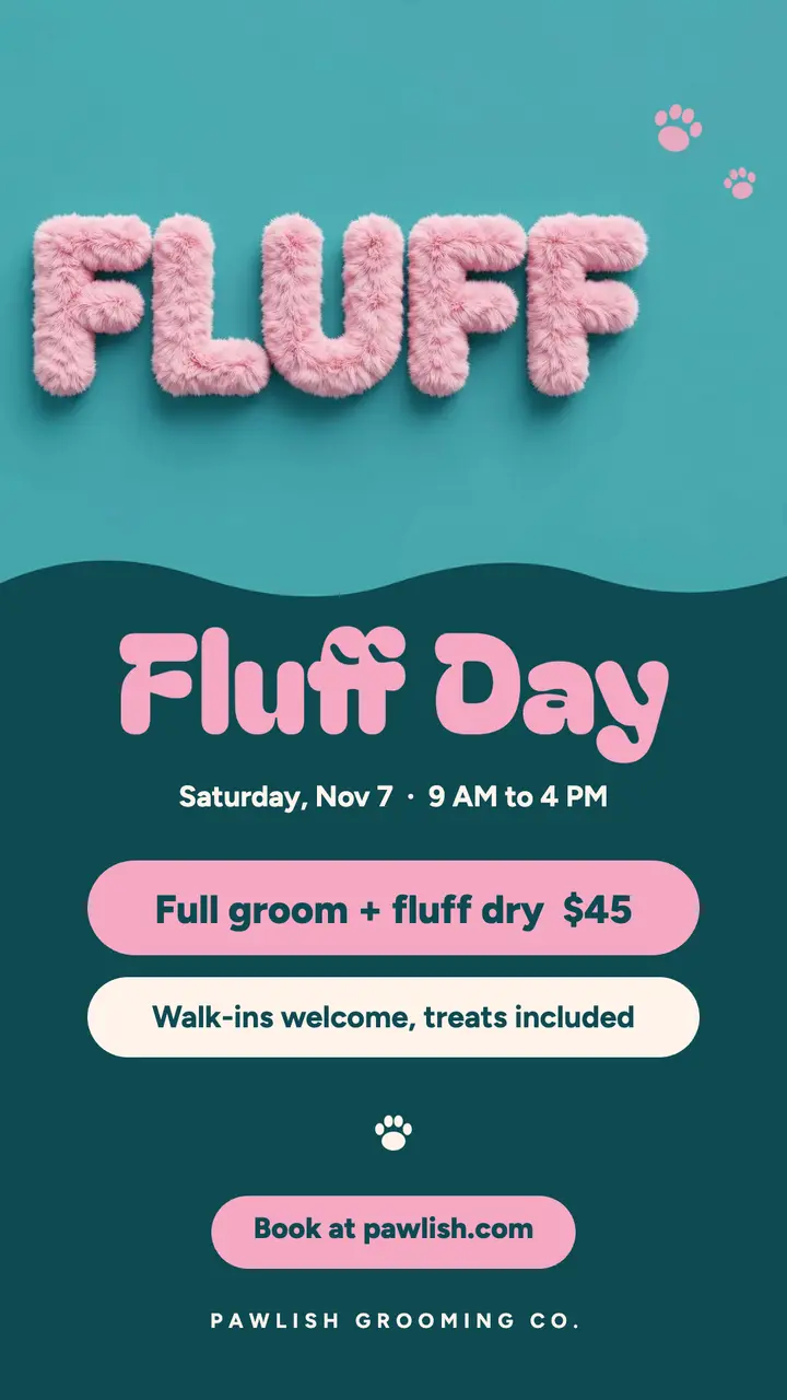 Pawlish Grooming fluff day story template