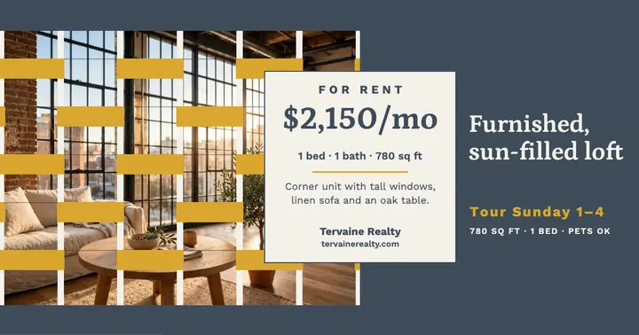 Furnished loft rent listing post: loft rental post template