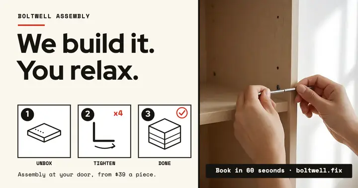 Furniture assembly service, flat-pack manual template