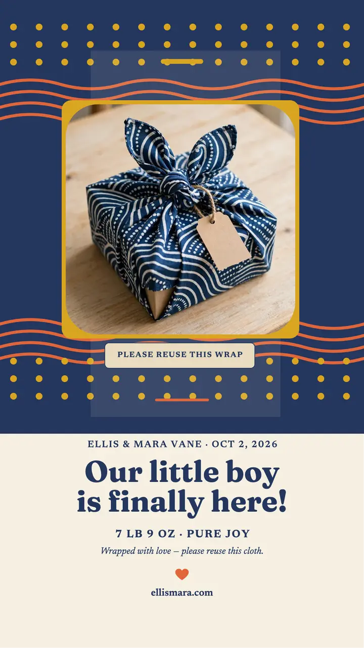 Furoshiki baby gift announcement story template