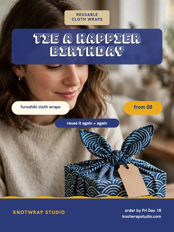 Knotwrap birthday furoshiki wrap portrait template