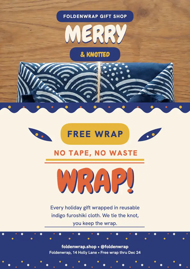 Foldenwrap holiday furoshiki flyer template