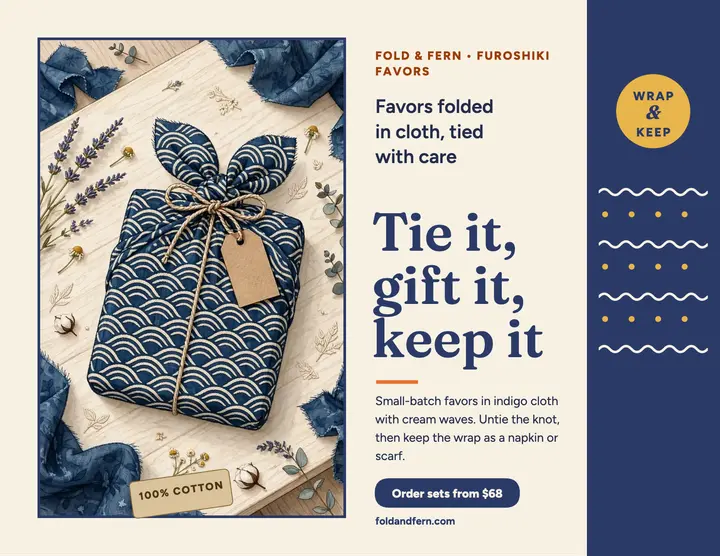 Fold and Fern furoshiki favor flyer template