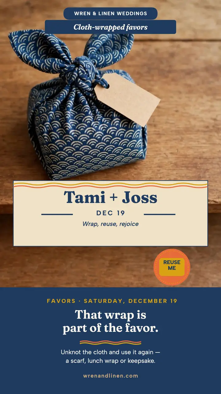 Furoshiki wedding favor wrap story template