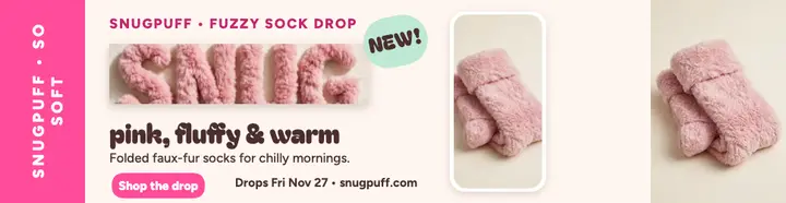 Snugpuff furry sock drop billboard template