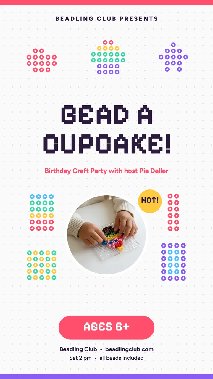 Beadling birthday craft party story template
