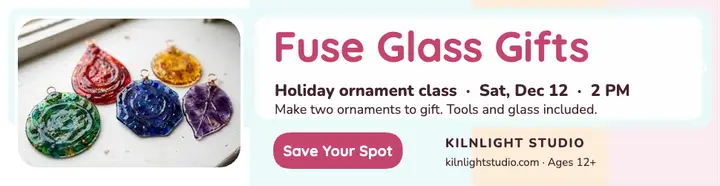 Kilnlight fused glass ornament class billboard template