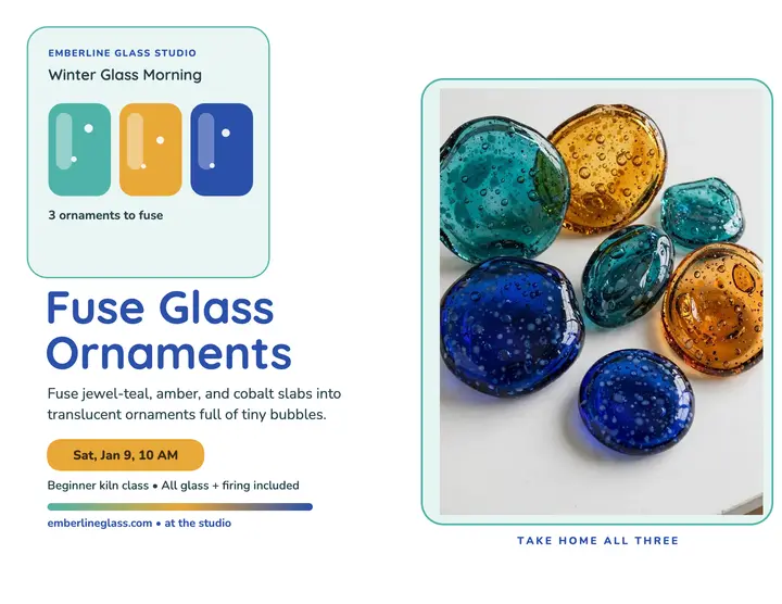 Emberline fused glass ornament class flyer template