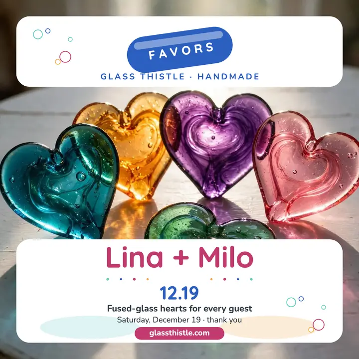 Fused glass wedding favors post template