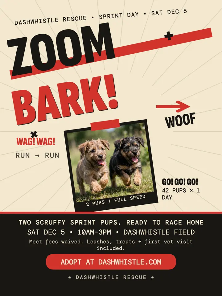 Dashwhistle puppy sprint futurist poster template
