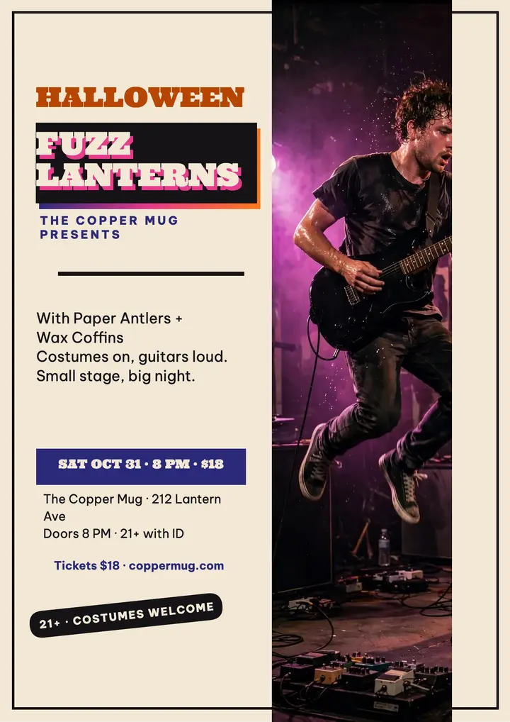 Fuzz Lanterns Halloween gig flyer template