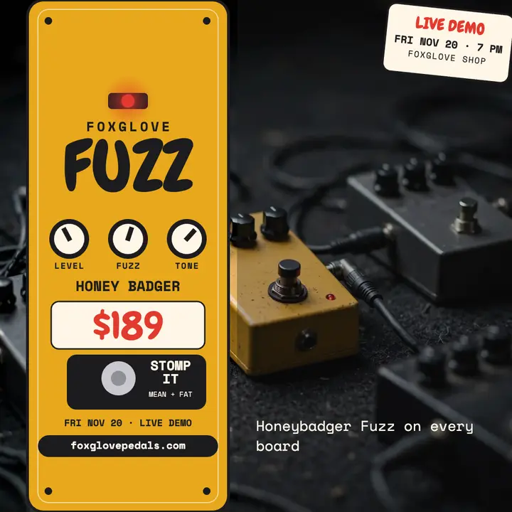 Honeybadger Fuzz pedal gig promo template