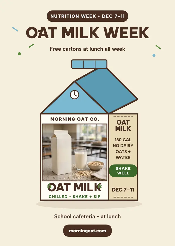 Morning Oat school milk week invitation template
