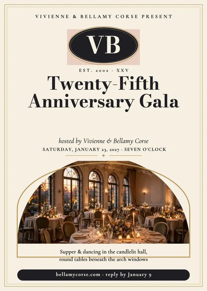 Corse anniversary gala monogram invitation template