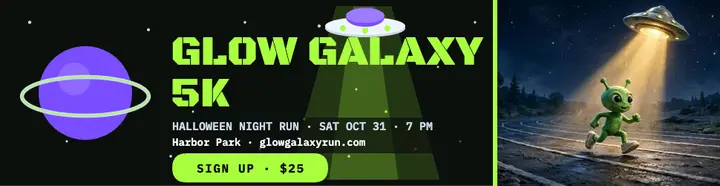 Glow Galaxy 5K alien night run billboard template