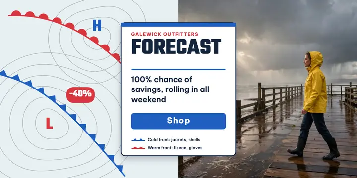 Galewick Black Friday forecast jacket sale post template