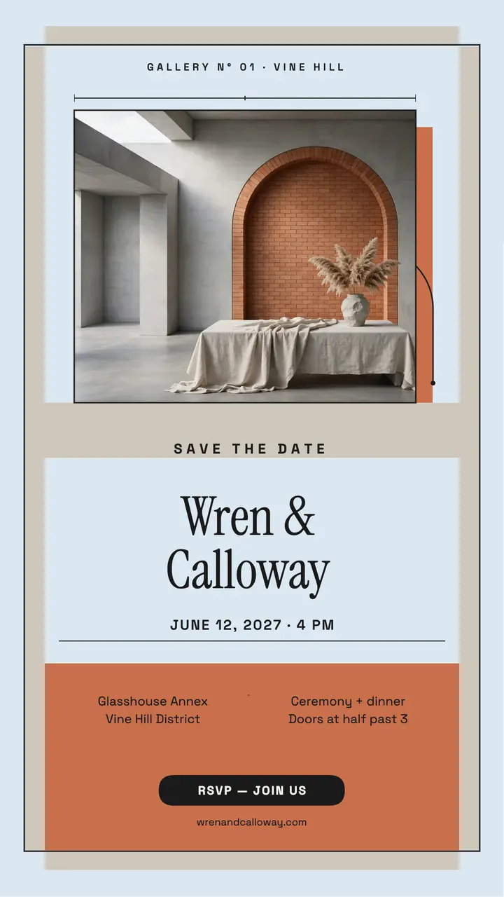 Wren and Calloway gallery wedding invite story template