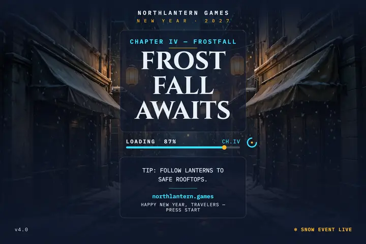 Frostfall New Year chapter postcard template