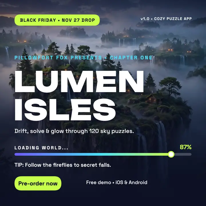 Lumen Isles cozy game launch loading post: game launch post template