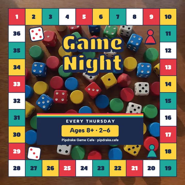 Pipdrake family game night board-game box post: game night post template
