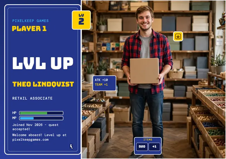 Pixelkeep Games welcome aboard level up certificate template
