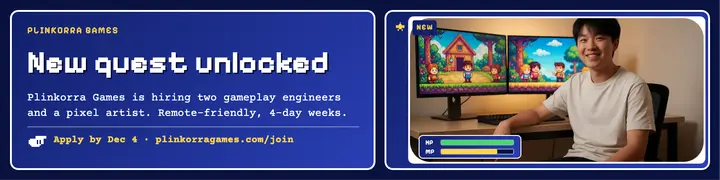 Plinkorra Games hiring banner, RPG menu box template
