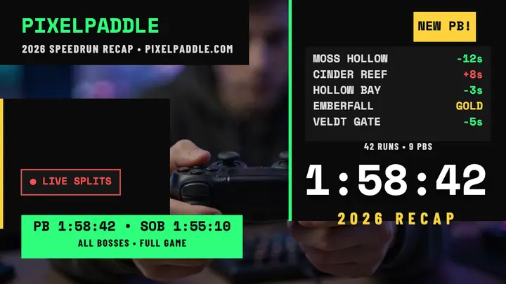Pixelpaddle 2026 recap splits thumbnail template