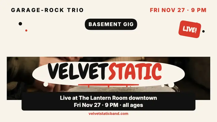 Velvet Static basement gig blotch thumbnail template