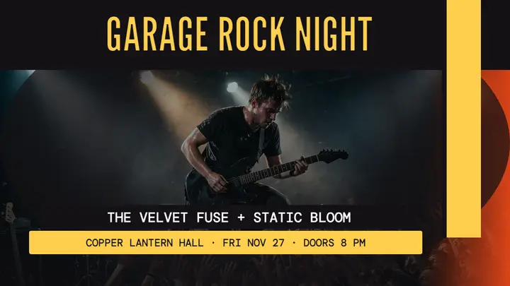 Garage rock night thumbnail, stage lights template