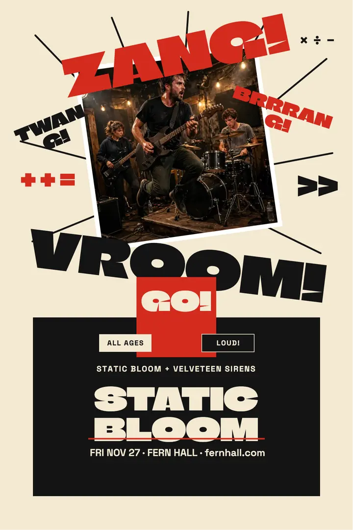 Static Bloom garage rock shout poster template