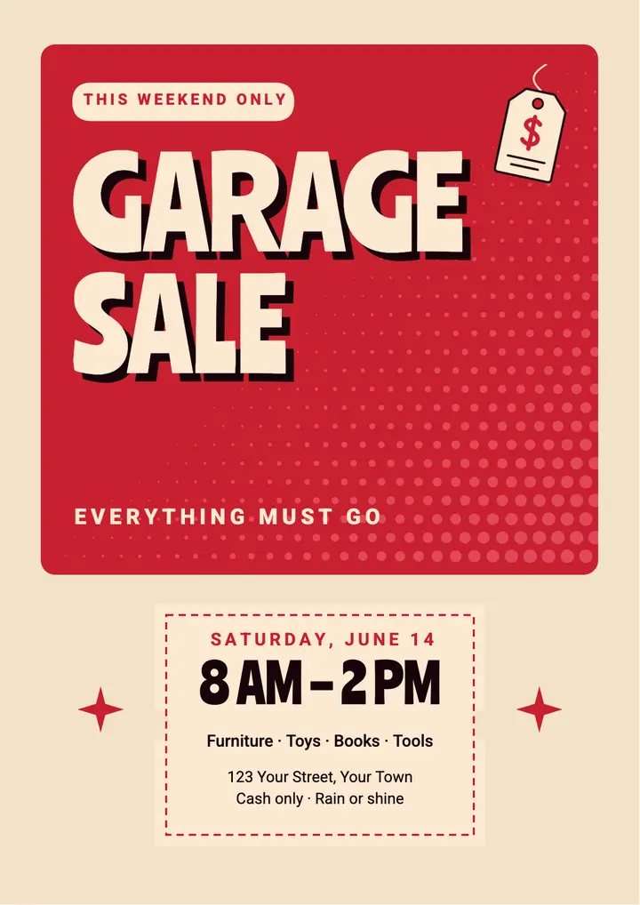 Retro garage sale flyer template