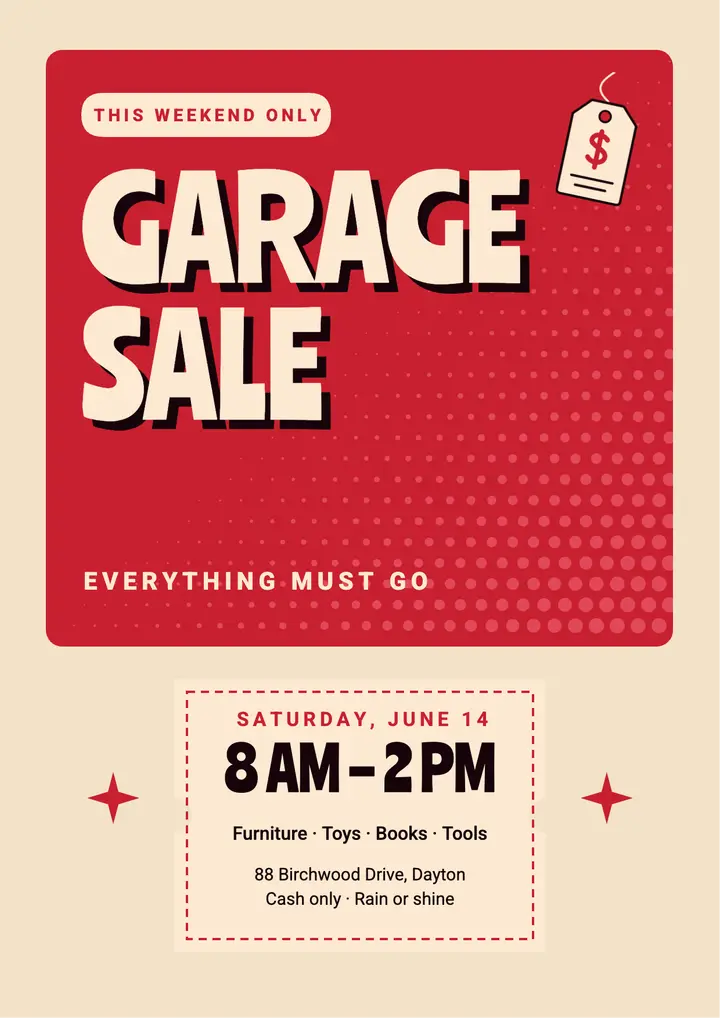 Retro garage sale flyer template