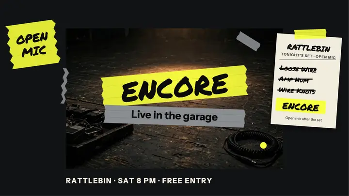 Rattlebin garage session gaffer-tape thumbnail template