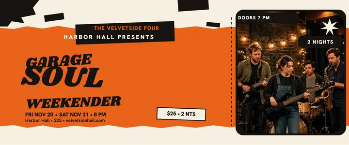 Velvetside Four garage soul ticket template
