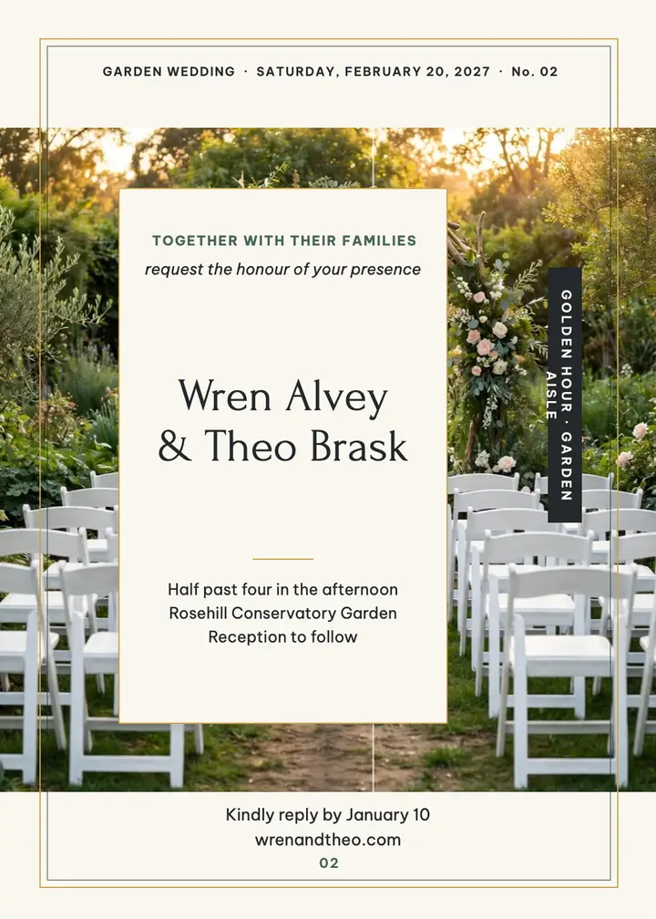 Wren Alvey and Theo Brask garden aisle invitation template