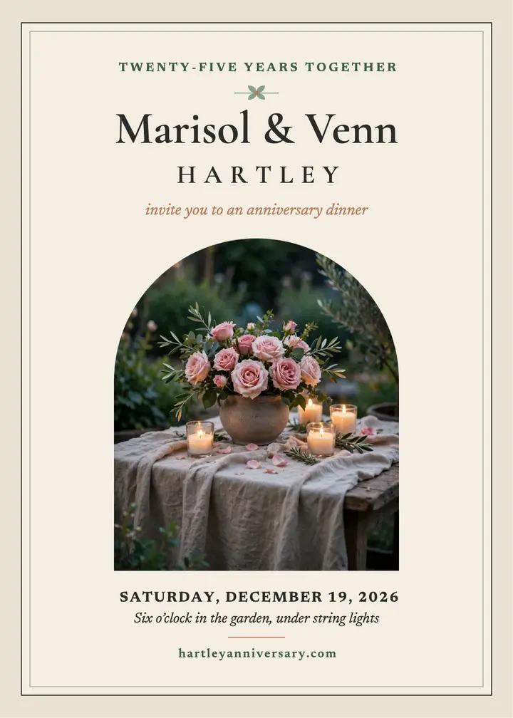 Marisol and Venn Hartley garden anniversary invitation template