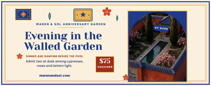Maren and Sol anniversary garden voucher template
