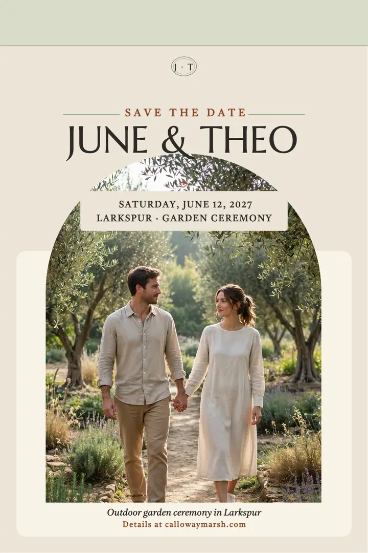 Garden arch save the date poster template