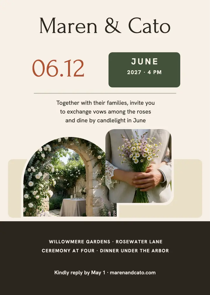 Maren and Cato garden arch invitation template