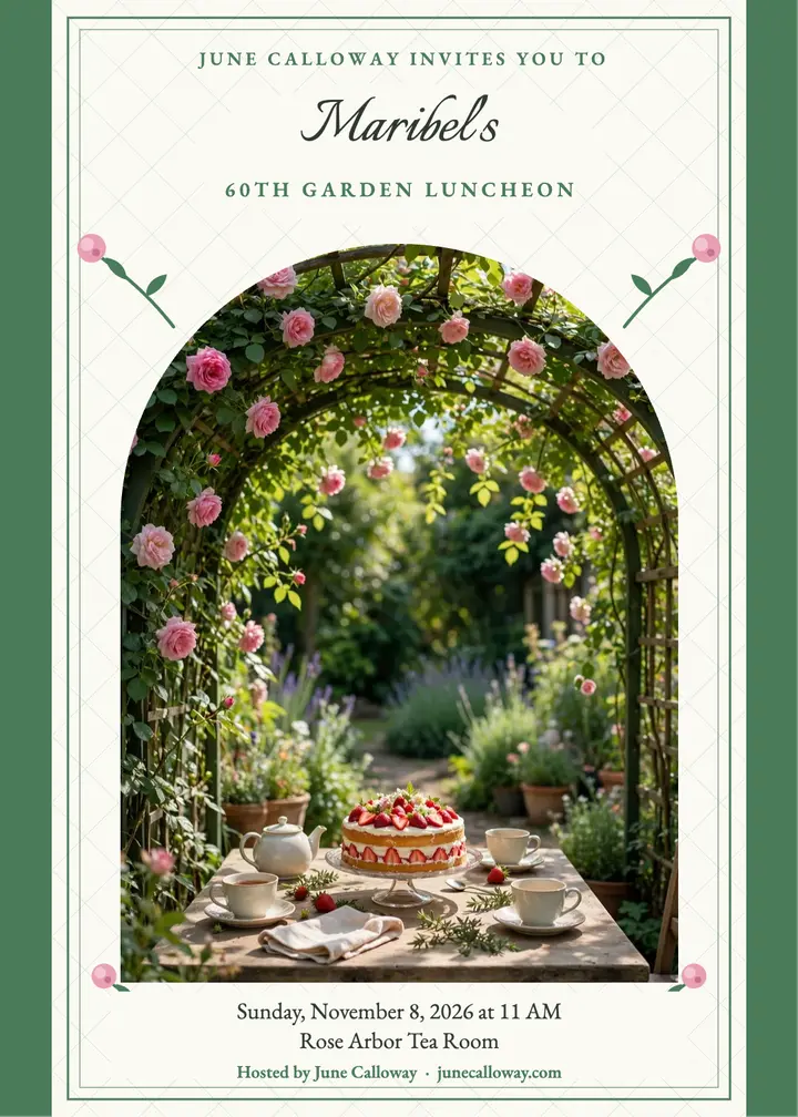 Maribel's 60th garden luncheon invitation template
