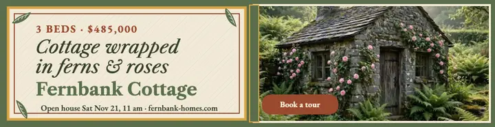 Fernbank garden cottage tapestry billboard template