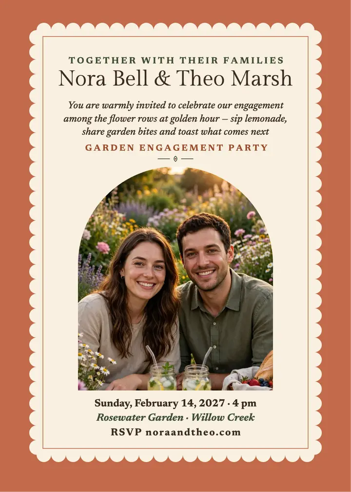 Nora Bell and Theo Marsh garden invitation template