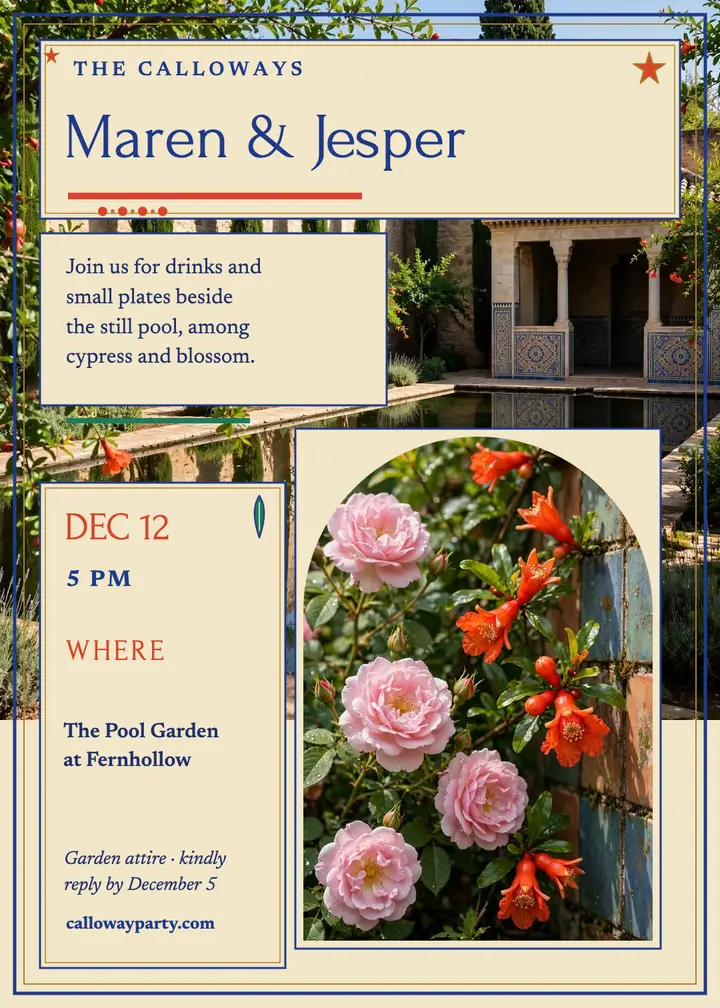 Maren and Jesper garden engagement invitation template