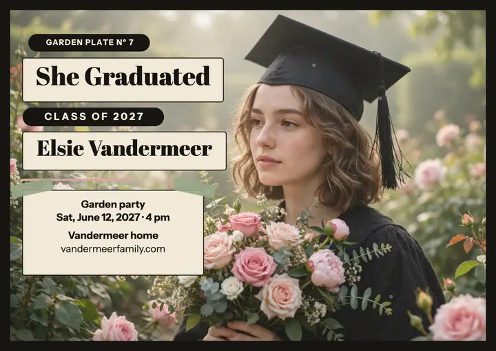 Elsie garden graduate certificate: graduation announcement certificate template