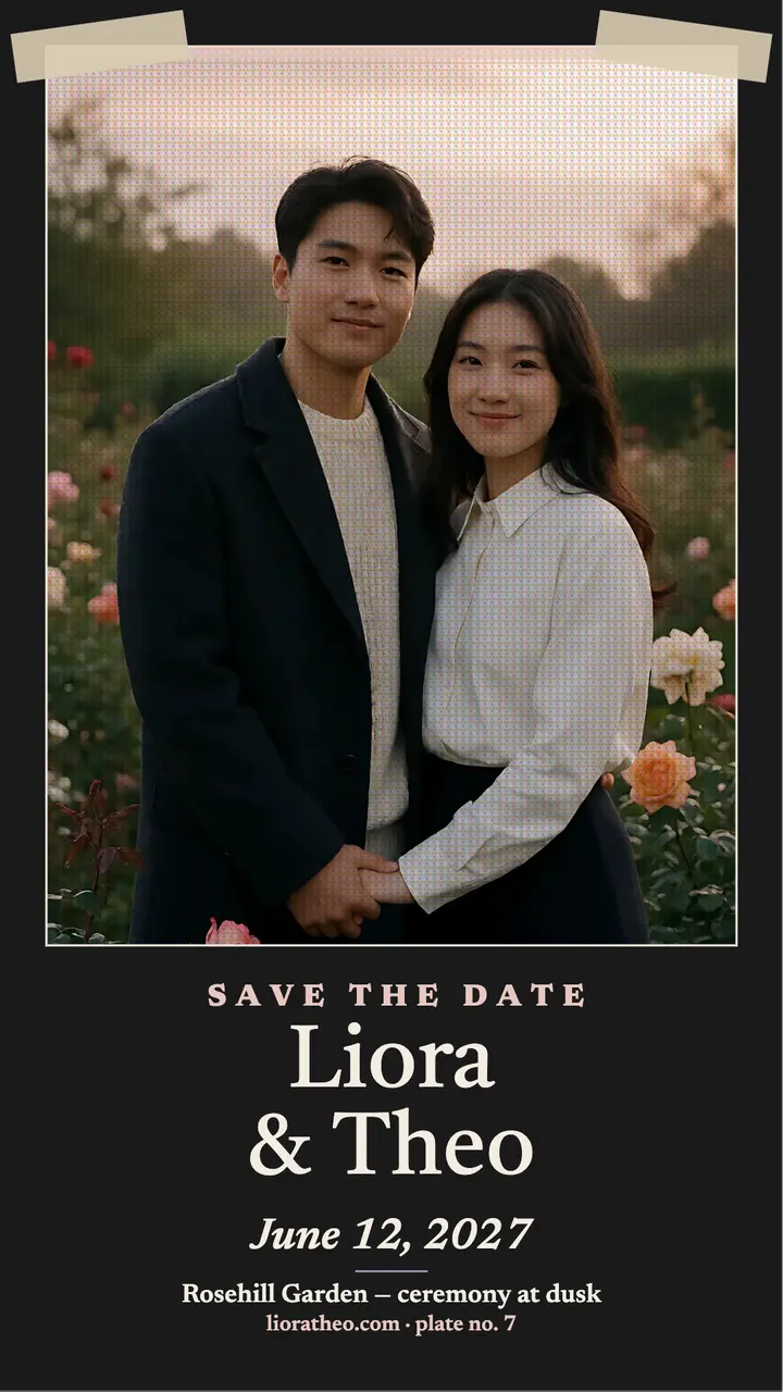 Liora and Theo garden haze save the date template