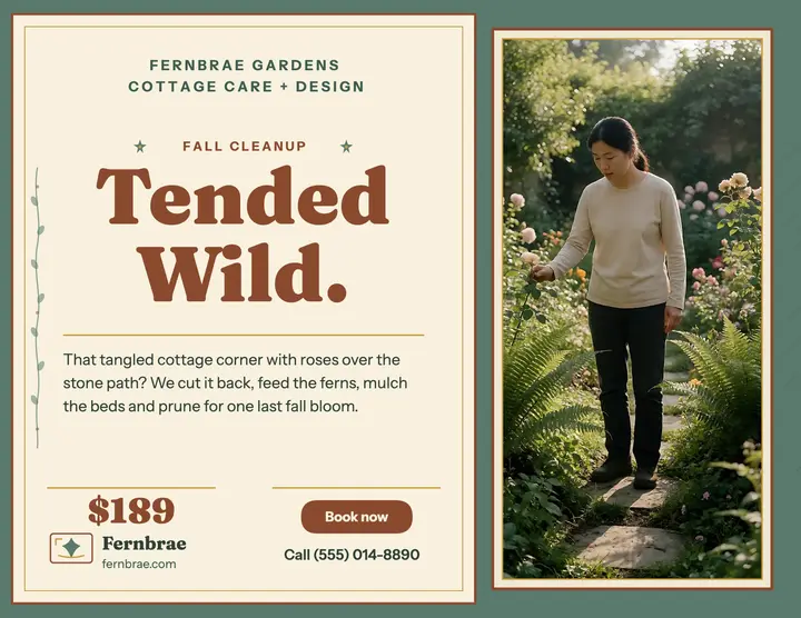 Fernbrae garden service menu tapestry flyer template