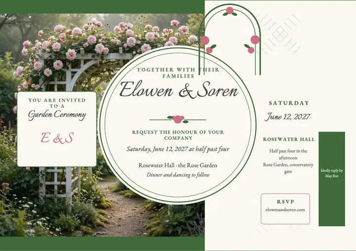 Elowen and Soren garden lattice invitation template