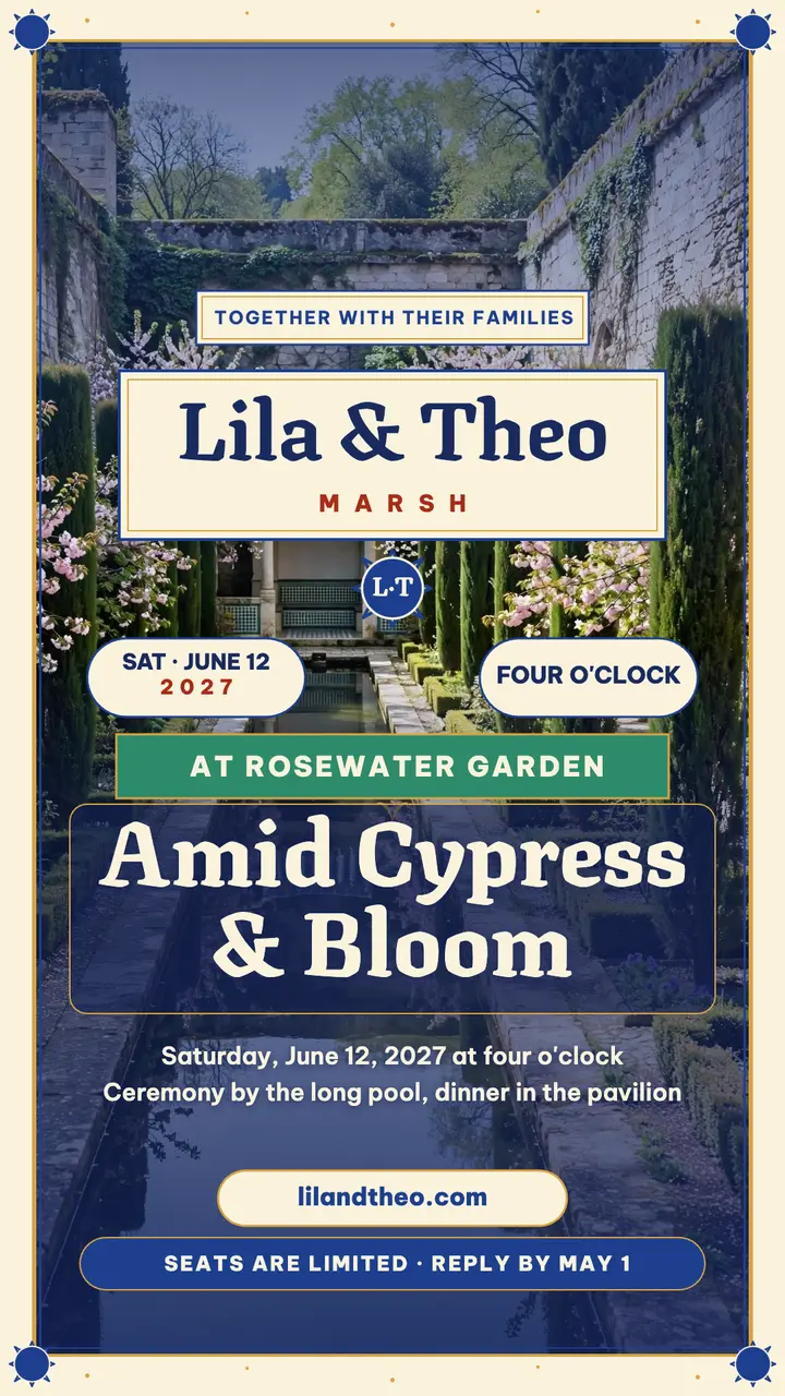 Lila and Theo walled garden wedding story template