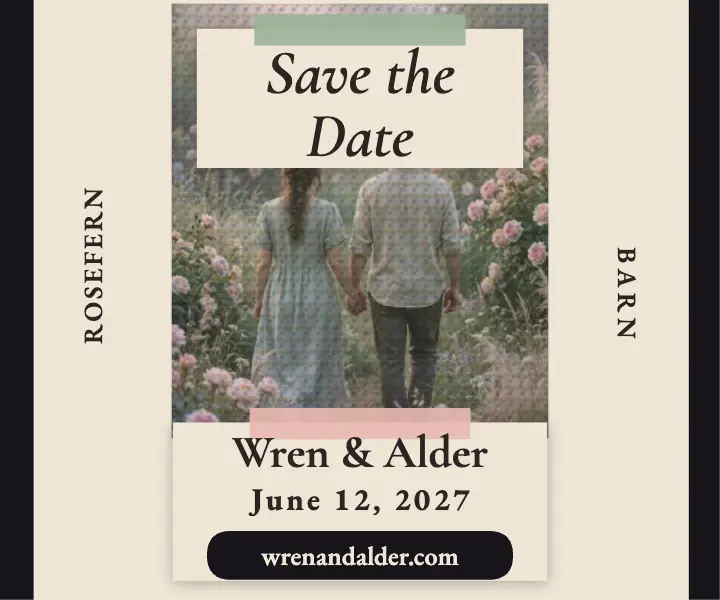 Wren and Alder garden save the date ad template