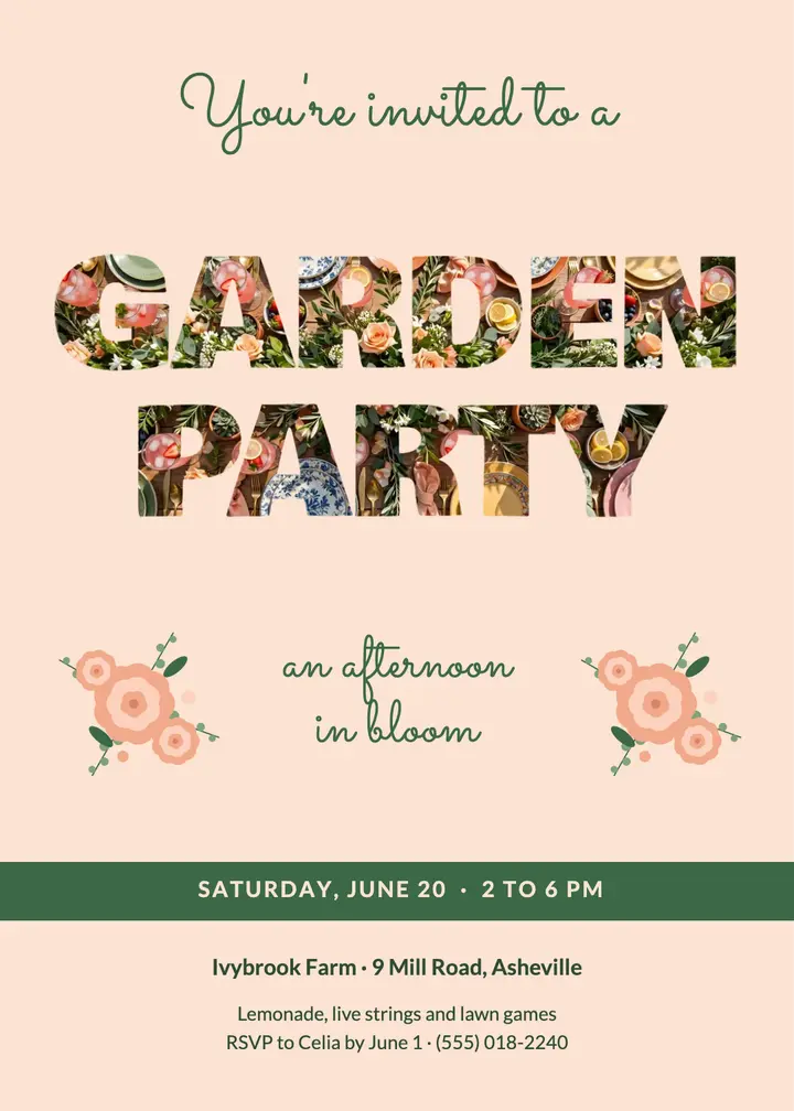 Garden party invitation template